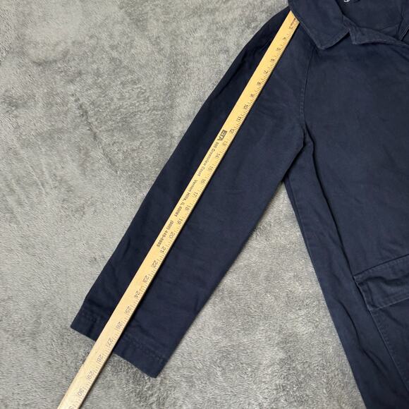 Seasalt Cornwall Roberts Coat Navy Blue Canvas Womens 12 Lined Button Overcoat - Picture 7 of 12